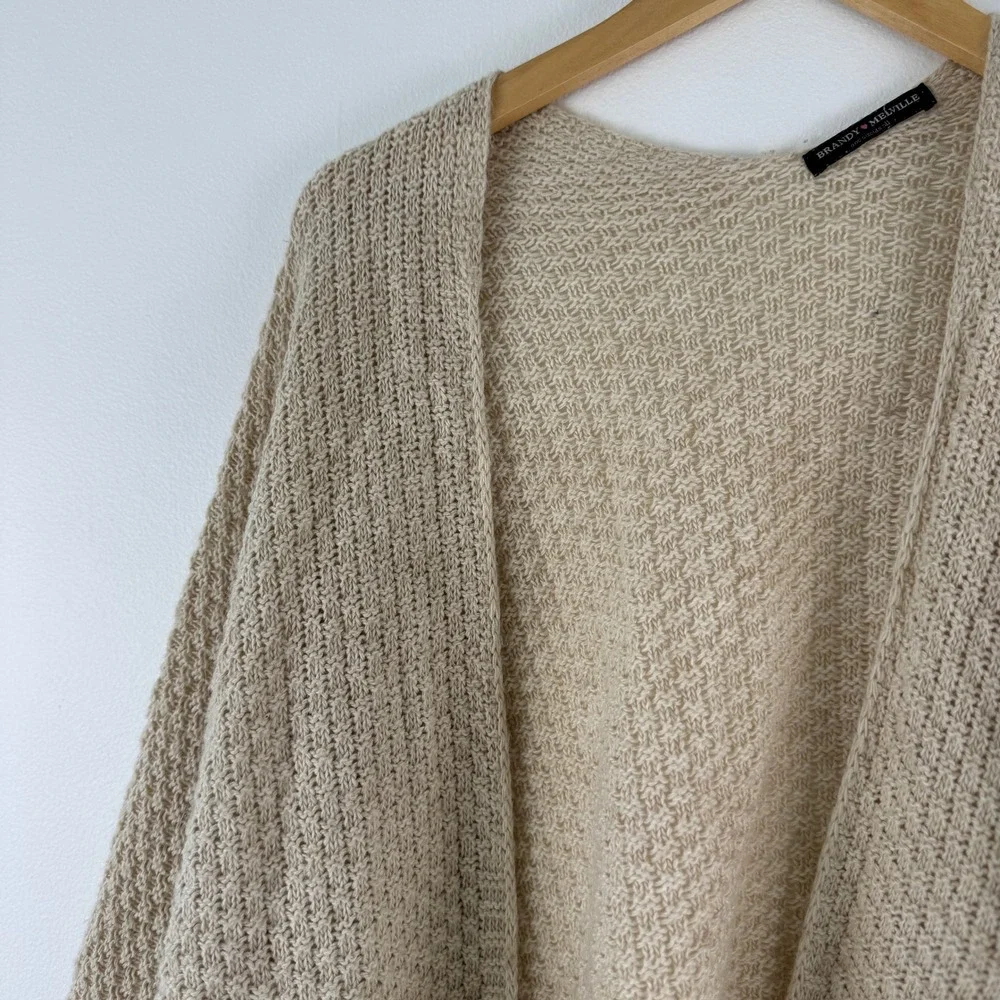 Brandy Melville Wool Blend Oversized Open Front Cardigan Beige‎ Made in Italy OS